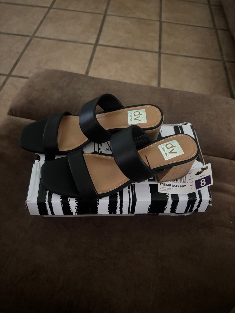 DV by Dolce Vita Black Double-Strap Slide Mules